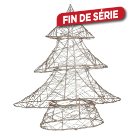 Sapin en fer doré avec LED blanc chaud 30 x 9 x 30 cm