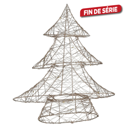 Sapin en fer doré avec LED blanc chaud 30 x 9 x 30 cm