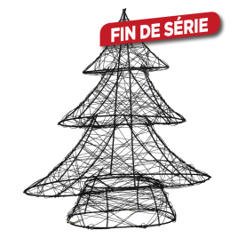 Sapin en fer noir avec LED blanc chaud 30 x 9 x 30 cm