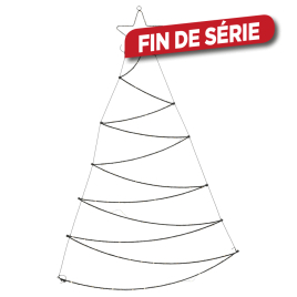 Sapin de Noël en fer noir avec LED blanc chaud 89 x 150 cm