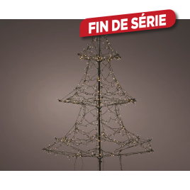 Sapin en fer noir LED blanc chaud Ø 130 x 200 cm LUMINEO