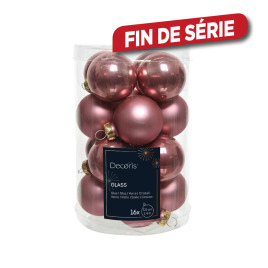 Boule de Noël en verre Ø 3,5 cm vieux rose 16 pièces DECORIS