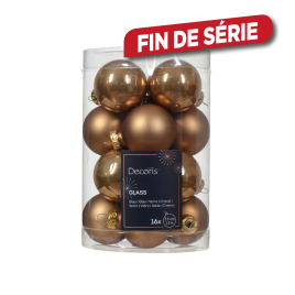 Boule de Noël en verre Ø 3,5 cm brun gingembre 16 pièces DECORIS