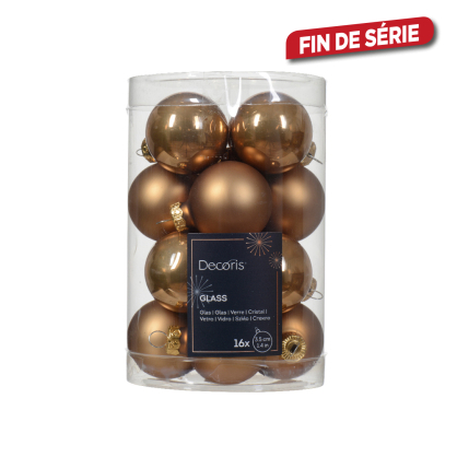 Boule de Noël en verre Ø 3,5 cm brun gingembre 16 pièces DECORIS