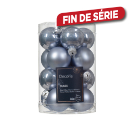 Boule de Noël en verre Ø 3,5 cm bleu vaporeux 16 pièces DECORIS