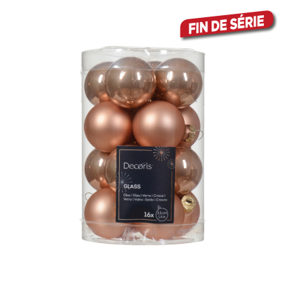 Boule de Noël en verre Ø 3,5 cm rose pétillant 16 pièces DECORIS