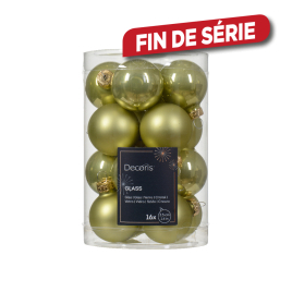 Boule de Noël en verre Ø 3,5 cm pistache 16 pièces DECORIS