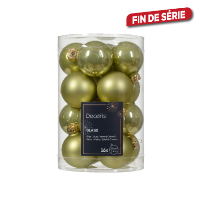 Boule de Noël en verre Ø 3,5 cm pistache 16 pièces DECORIS