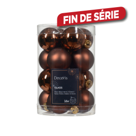 Boule de Noël en verre Ø 3,5 cm brun espresso 16 pièces DECORIS