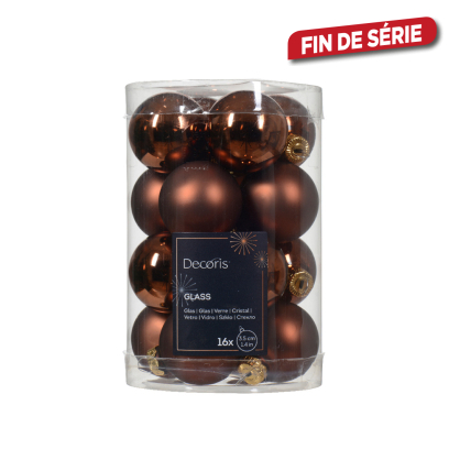 Boule de Noël en verre Ø 3,5 cm brun espresso 16 pièces DECORIS