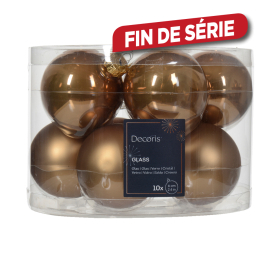 Boule de Noël en verre Ø 6 cm brun gingembre 10 pièces DECORIS