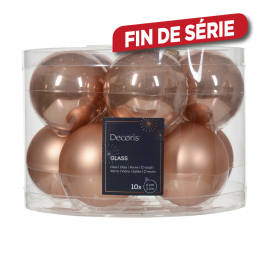 Boule de Noël en verre Ø 6 cm rose pétillant 10 pièces DECORIS