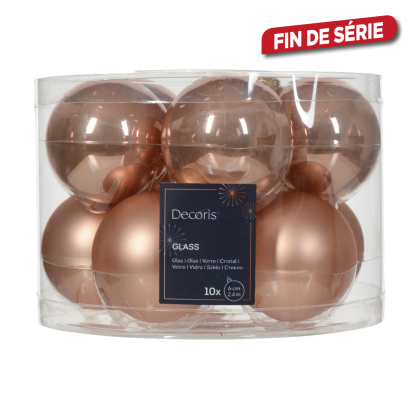 Boule de Noël en verre Ø 6 cm rose pétillant 10 pièces DECORIS