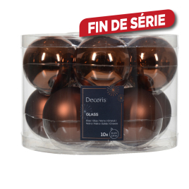 Boule de Noël en verre Ø 6 cm brun espresso 10 pièces DECORIS