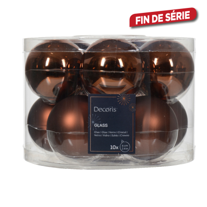 Boule de Noël en verre Ø 6 cm brun espresso 10 pièces DECORIS