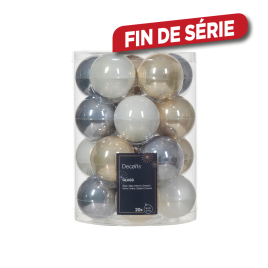 Set de boules de Noël en verre Ø 6 cm bleues et blanches 20 pièces DECORIS