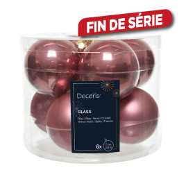 Boule de Noël en verre Ø 7 cm vieux rose 8 pièces DECORIS