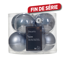 Boule de Noël en verre Ø 7 cm bleu vaporeux 8 pièces DECORIS