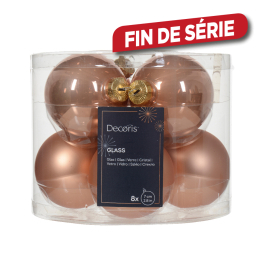 Boule de Noël en verre Ø 7 cm rose pétillant 8 pièces DECORIS