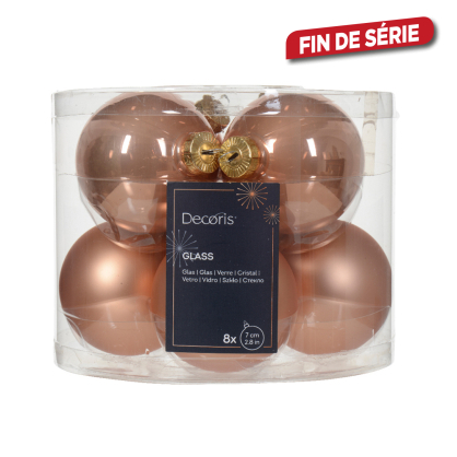 Boule de Noël en verre Ø 7 cm rose pétillant 8 pièces DECORIS