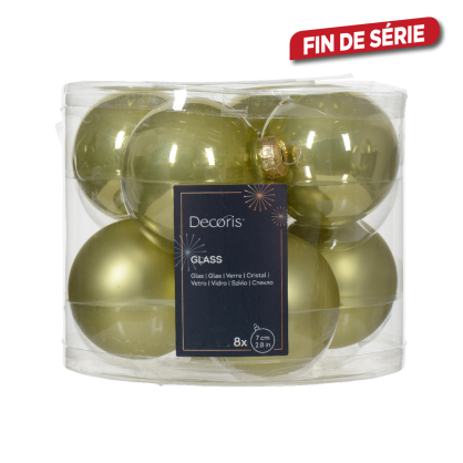 Boule de Noël en verre Ø 7 cm pistache 8 pièces DECORIS