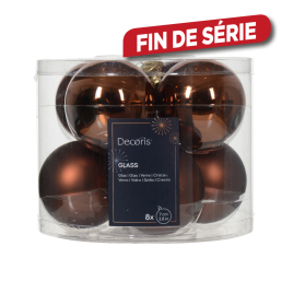 Boule de Noël en verre Ø 7 cm brun espresso 8 pièces DECORIS