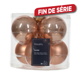 Boule de Noël en verre Ø 8 cm rose pétillant 6 pièces DECORIS