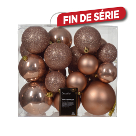 Set de boules de Noël Ø 6 - 10 cm rose pétillant 26 pièces DECORIS