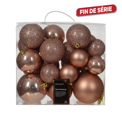 Set de boules de Noël Ø 6 - 10 cm rose pétillant 26 pièces DECORIS