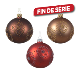 Boule de Noël en verre Ø 8 cm avec étoiles DECORIS