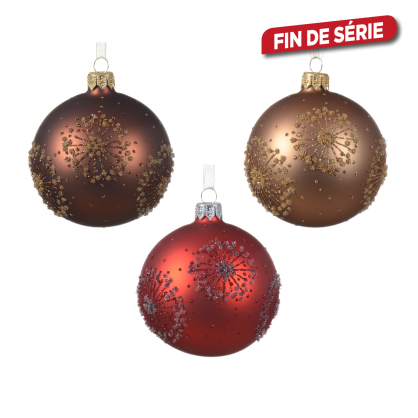 Boule de Noël en verre Ø 8 cm avec étoiles DECORIS