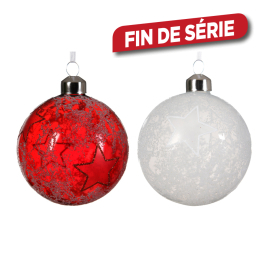 Boule de Noël en verre Ø 8 cm avec étoiles transparente DECORIS