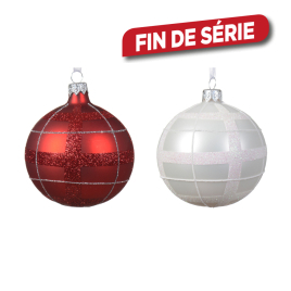 Boule de Noël en verre Ø 8 cm avec carreaux DECORIS