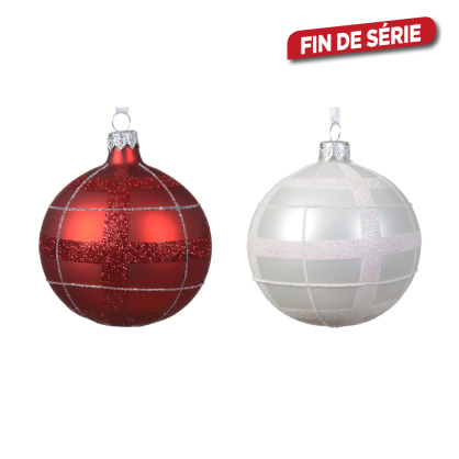 Boule de Noël en verre Ø 8 cm avec carreaux DECORIS