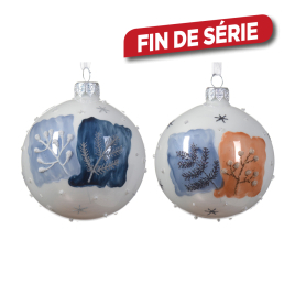 Boule de Noël en verre Ø 8 cm avec carreaux et paillettes DECORIS