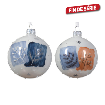 Boule de Noël en verre Ø 8 cm avec carreaux et paillettes DECORIS