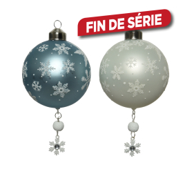 Boule de Noël en verre Ø 8 cm avec flocons et suspension DECORIS