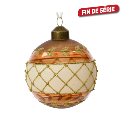 Boule de Noël en verre Ø 8 cm avec ornement peint DECORIS