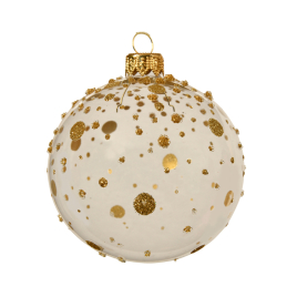 Boule de Noël en verre Ø 8 cm avec pois dorés transparente DECORIS