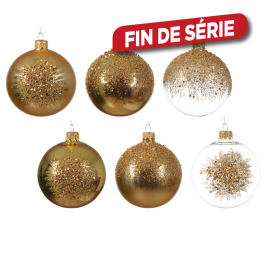 Boule de Noël en verre Ø 8 cm avec paillettes et perles transparent DECORIS