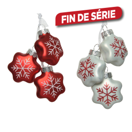 Flocon de neige en verre à suspendre 2 x 3,5 x 4 cm DECORIS