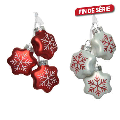 Flocon de neige en verre à suspendre 2 x 3,5 x 4 cm DECORIS