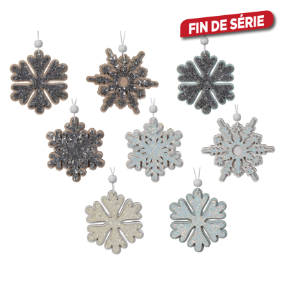 Flocon de neige en contreplaqué à suspendre Ø 8 cm DECORIS