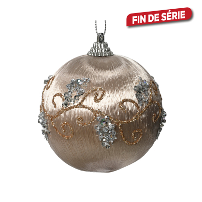 Boule de Noël en mousse Ø 8 cm avec paillettes perle DECORIS