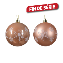 Boule de Noël incassable Ø 8 cm avec flocons rose pétillant DECORIS