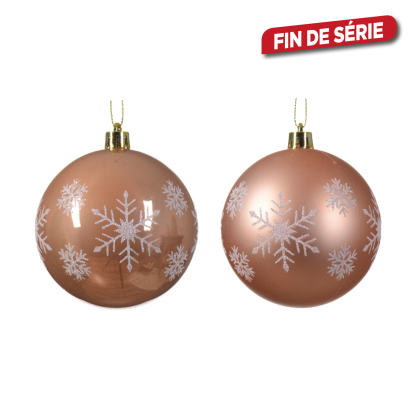 Boule de Noël incassable Ø 8 cm avec flocons rose pétillant DECORIS