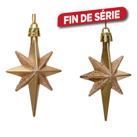 Étoile incassable à suspendre 7,8 cm brun gingembre 2 pièces DECORIS