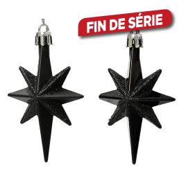 Étoile incassable à suspendre 7,8 cm noire 2 pièces DECORIS