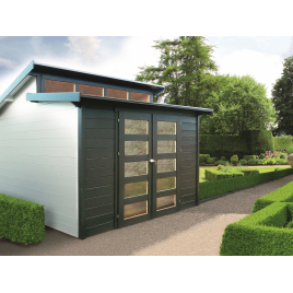 Abri de jardin en bois moderne Milano avec double porte 28 mm 3,03 x 3,03 m SOLID