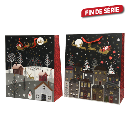 Sac cadeau Village en papier 16 x 42 x 48 cm DECORIS